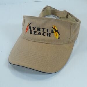 VTG Myrtle Beach South Carolina Strapback Sun Visor Cap Hat Beige Beach Surfing